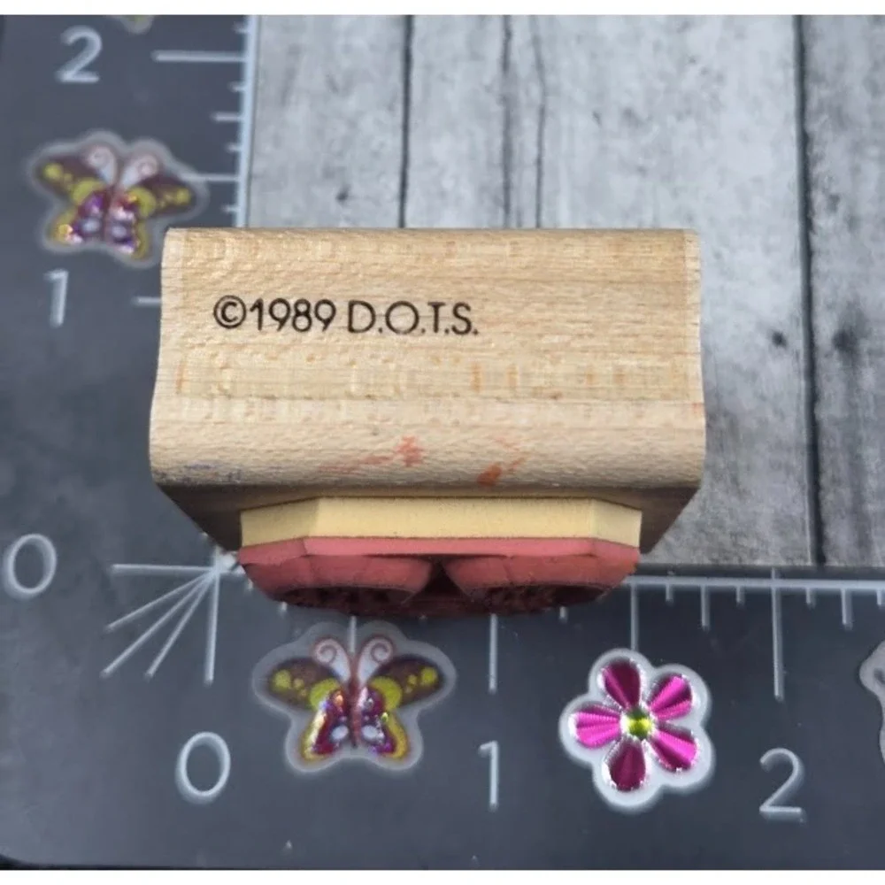 Dots Floppy Teddy Bear C129 1989 Rubber Stamp Wood #Q19